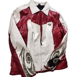 Hein Gericke Leather Motorcycle Jacket Size 14 Racing Quilted Lining Retro Biker